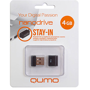 Флэш-диск QUMO 04 Gb Nano Black (25/7500)