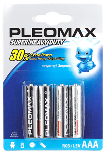 Батарейки Pleomax R03-4BL SUPER HEAVY DUTY Zinc (40/960/38400)