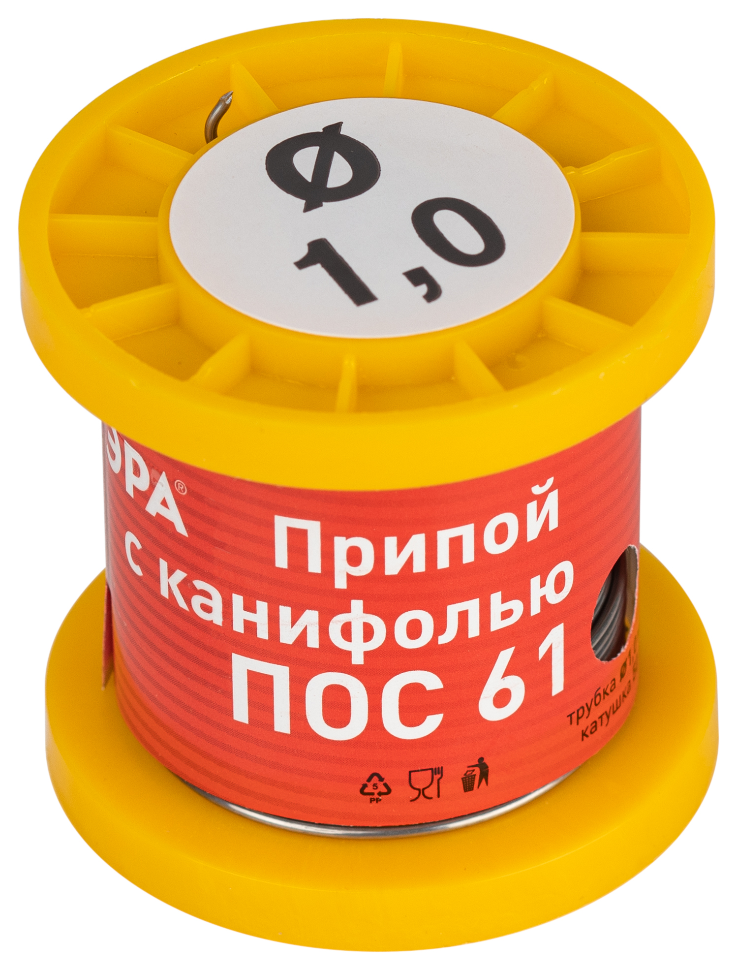 Припой ЭРА с канифолью для пайки ПОС 61 трубка O 1.0 мм, катушка 50 гр
