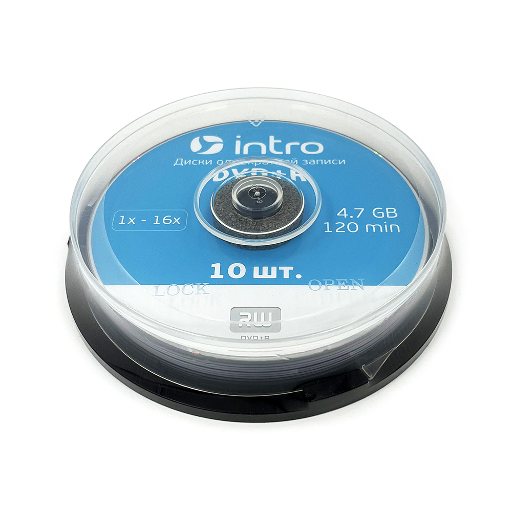Диски оптические Intro UL130274A1L DVD+R 16X 4,7GB Cakebox 10