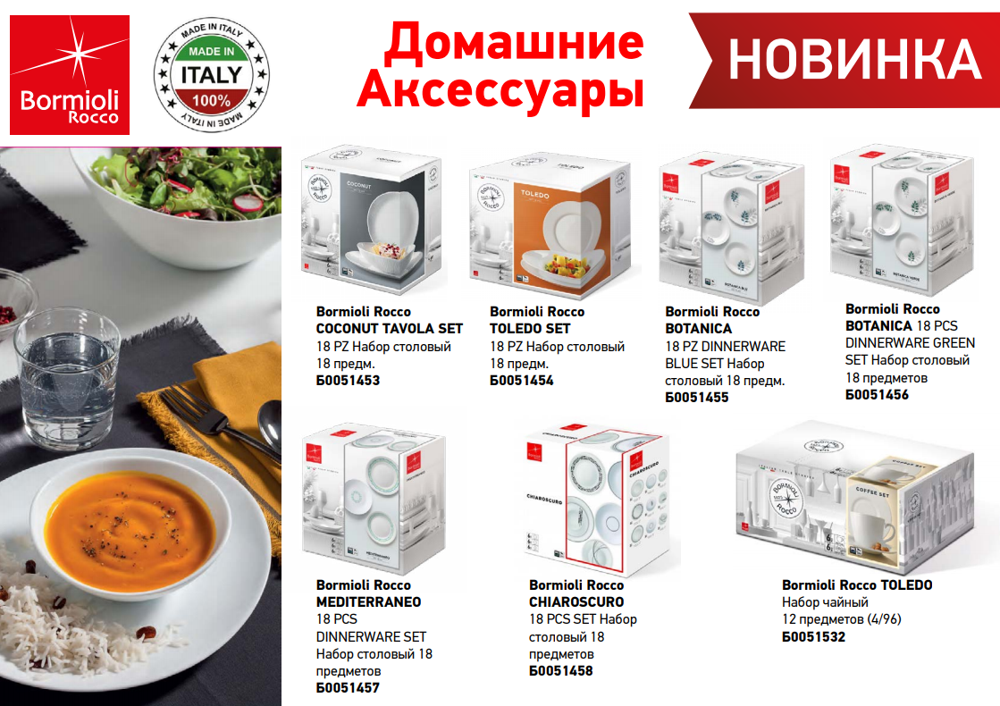 Новые столовые и чайные наборы от Bormioli Rocco