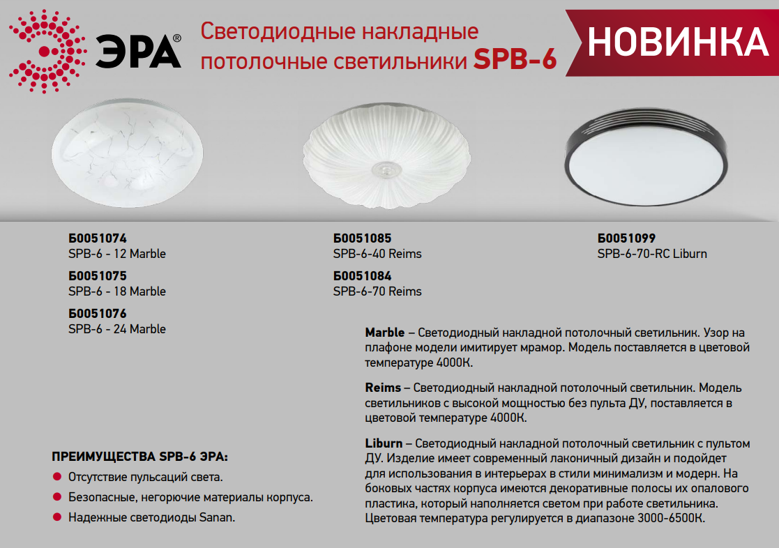 Новинки накладных потолочных LED-светильников ЭРА SPB-6