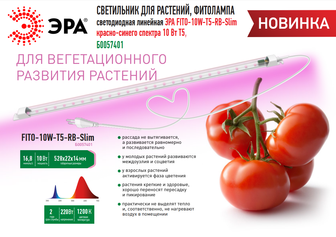 ЭРА FITO Slim - новые фитосветильники с ультратонким корпусом