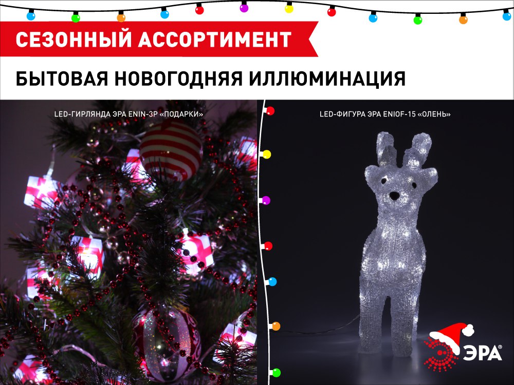 Бытовая праздничная иллюминация ЭРА для создания новогоднего настроения