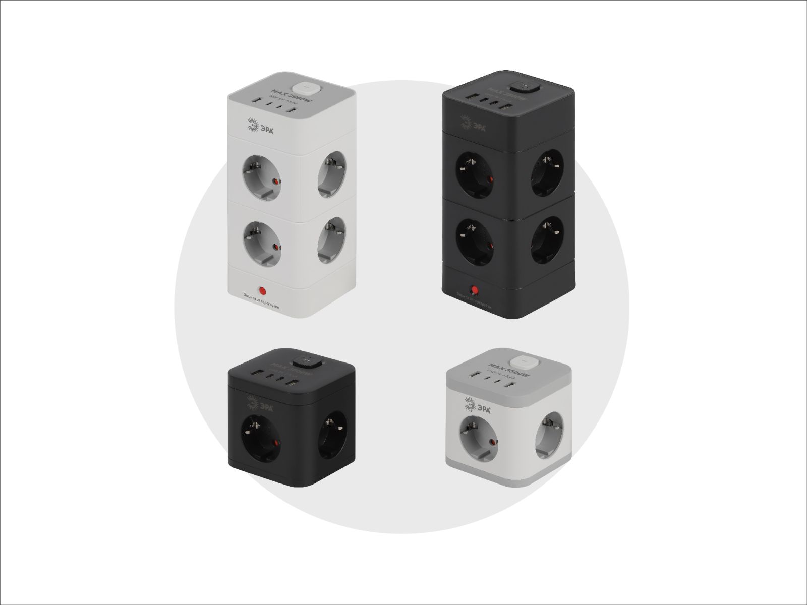 Новые форматы удлинителей и сетевых фильтров ЭРА — куб и башня