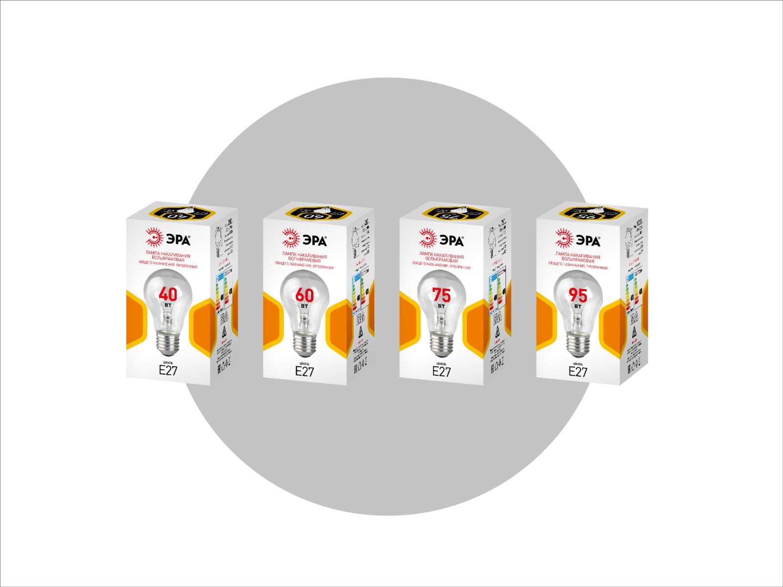 Вольфрамовые лампы накаливания ЭРА: 40, 60, 75 и 95 Вт