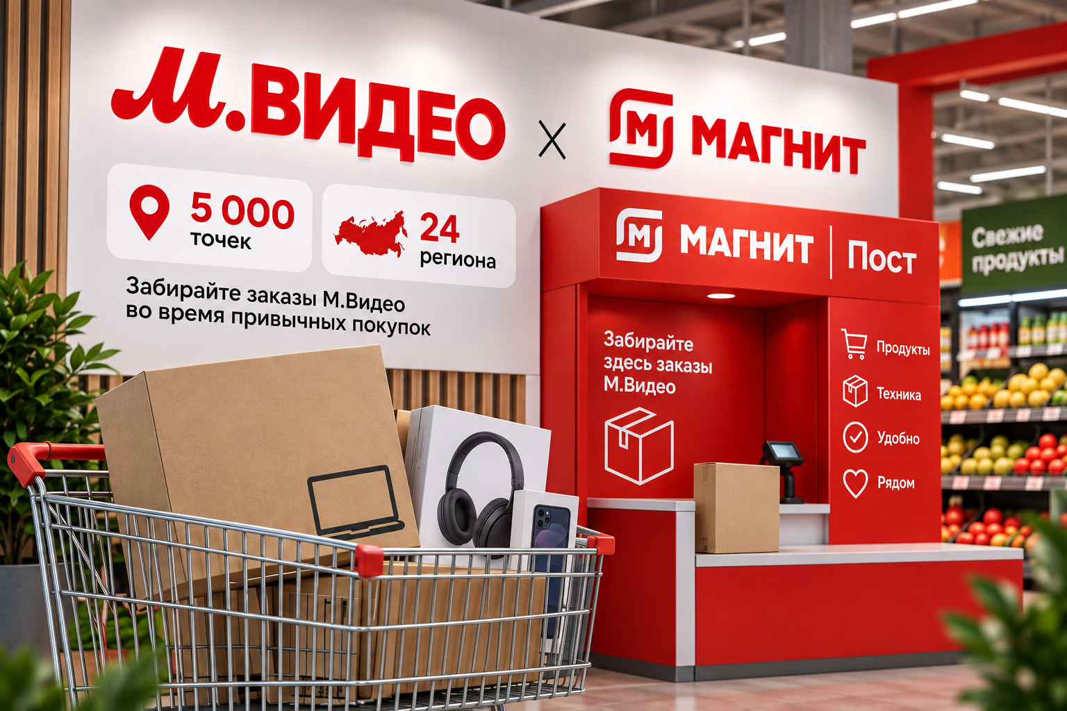 «М.Видео» начнёт выдавать онлайн-заказы через ПВЗ «Магнита»
